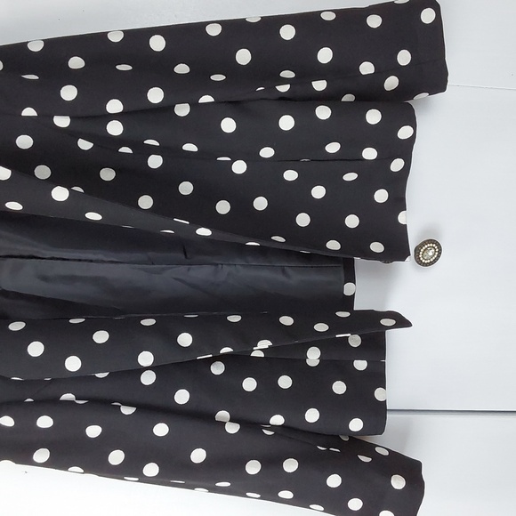 Kasper Womens Black & White Polka-dot Open Blazer Suit Jacket Preppy Sz.16 - Picture 3 of 8